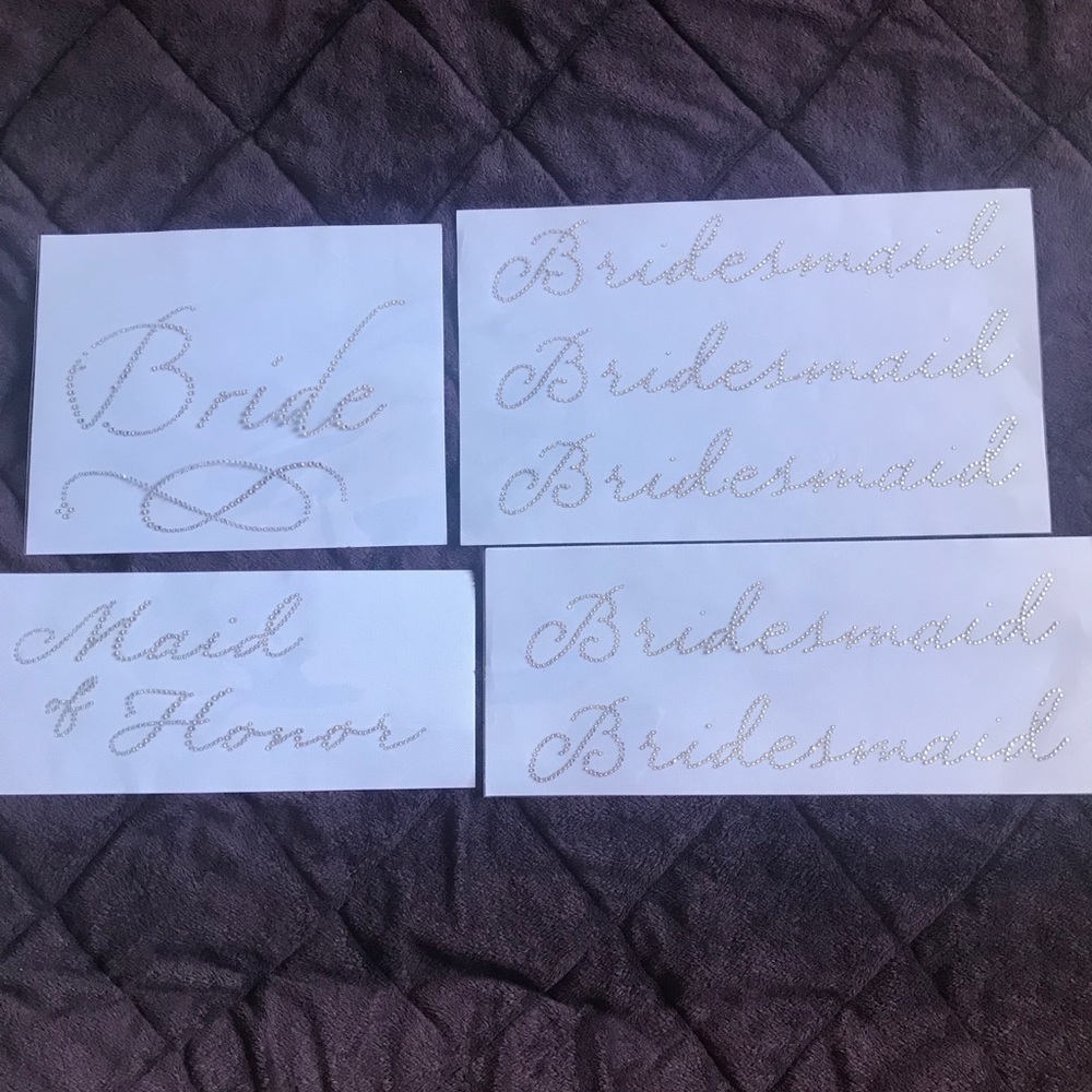 Bridal party iron on rhinestones